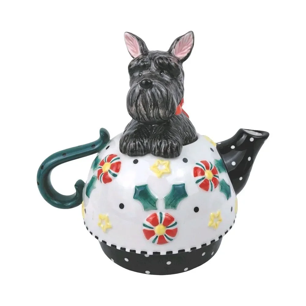 Mary Engelbreit Scottie Dog Teapot Stackable Mug 2001 Scottish Terrier Holiday